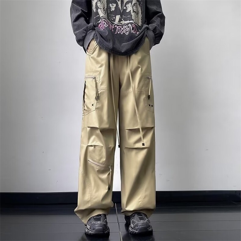 工装裤男2024新款垂感宽松直筒休闲裤春秋季美式阔腿裤K7416-P50,男装休闲裤,星座512-4