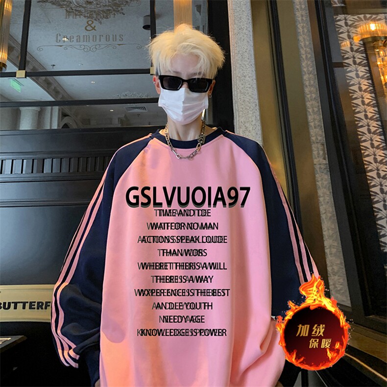 抖音得物供货 提供视频 秋冬重磅美式宽松织带圆领卫衣0708图片