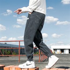 春秋季牛仔裤男宽松百搭帅气束脚裤韩版潮流休闲裤九分裤DF30T，男装牛仔裤，电商A102
