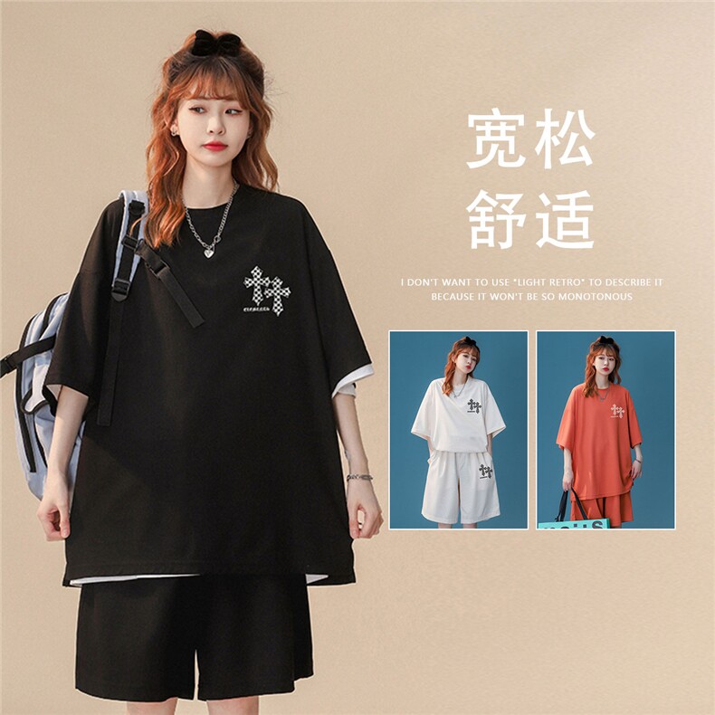 中性 2023夏季新款冰丝华夫格十字架休闲运动套装TZ858 P50控68图片