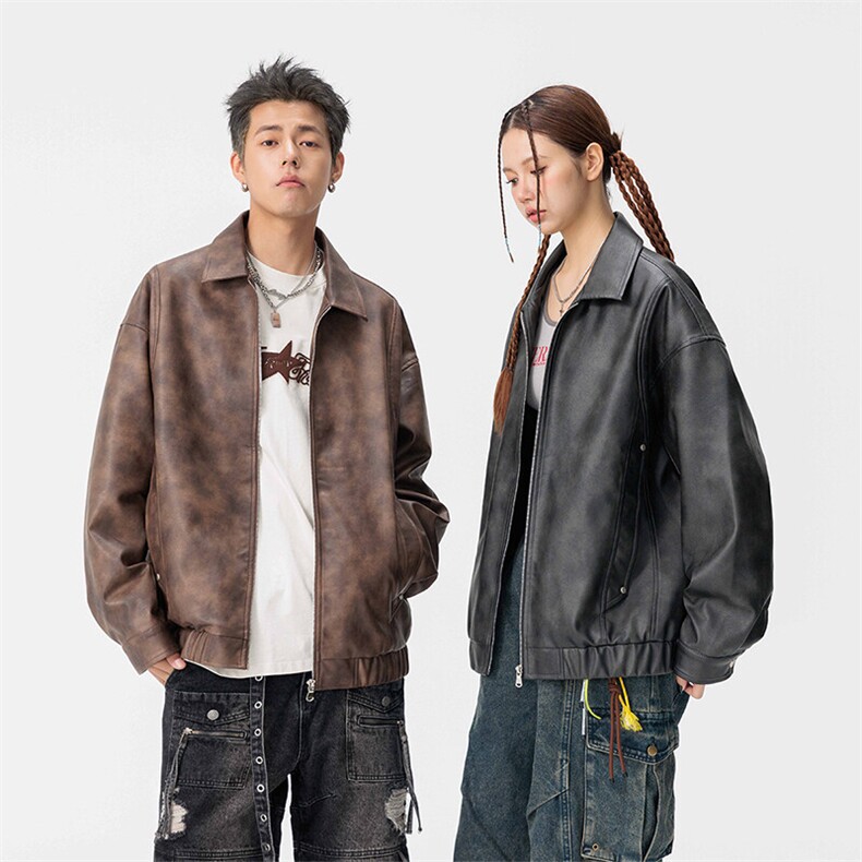 男士皮衣帅气机车飞行夹克美式扎染户外机能外套，男装皮衣，星座1206-1（原A206-1）