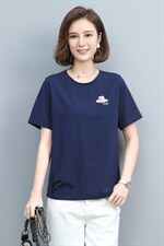 2023夏季新款简约时尚气质圆领休闲舒适短袖T恤，女装T恤，玛其路