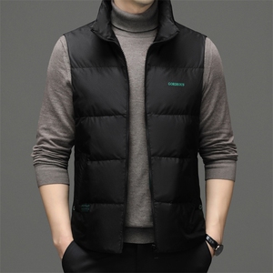 2024新款柔软保暖宽松80鸭绒防寒服外套立领羽绒服马甲保暖男装