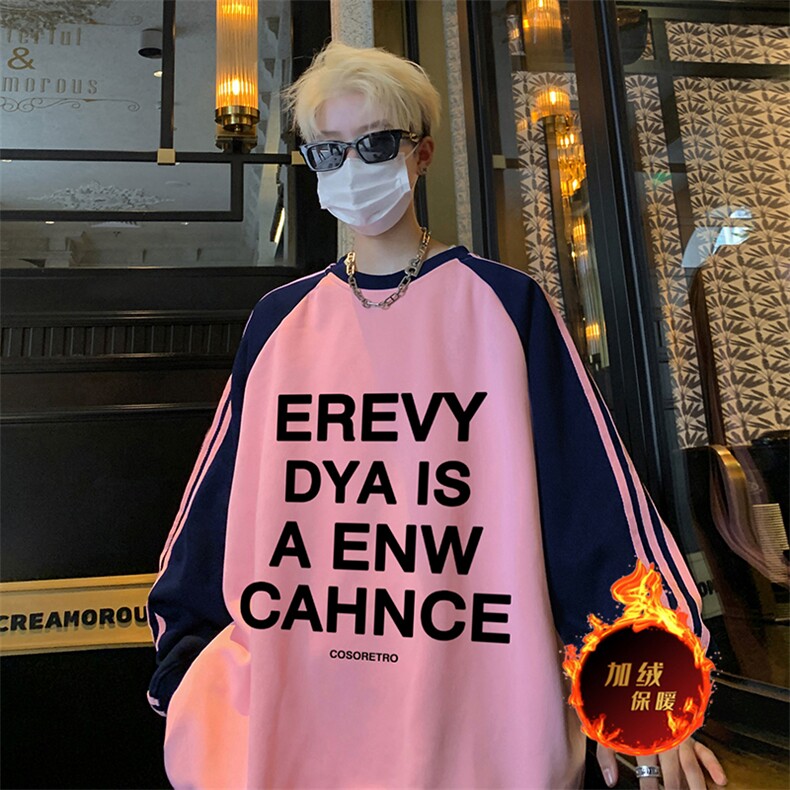 抖音得物供货提供视频秋冬重磅美式宽松织带圆领卫衣0747,男装卫衣,电商A486