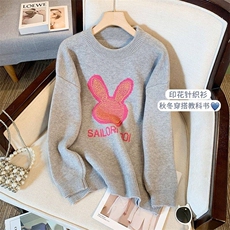 MY036-P65新款毛衣女韩版时尚加厚慵懒风卡通趣味印花圆领针织衫，男装针织衫/毛衣，星座911-3