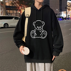 WY2174-P35加绒款-P40纯棉连帽卫衣男大码运动帽衫宽松薄外套男，男装卫衣，电商A040