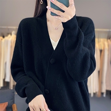 休闲/淑女2024年秋季针织羊毛百搭开衫，女装羊毛衫，绒迪羊绒