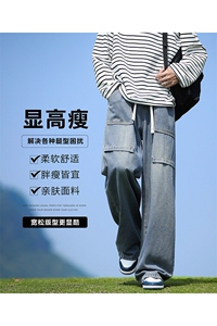 A1155TP50控70-秋季新款大口袋设计牛仔裤男美式潮牌宽松直筒裤子图片