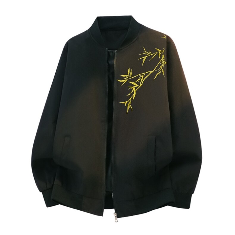 1506-1/JBF091/P49帛跃新中式翠竹印花长袖衬衫男休闲棒球服外套,男装衬衫,星座1506-1