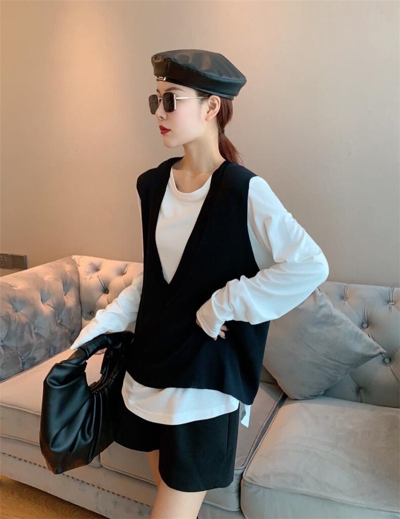 秋款马甲?T恤，女装马夹，载美