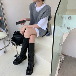 143-087 解锁多季叠穿简洁V领上衣羊毛针织马甲女外穿早春图片
