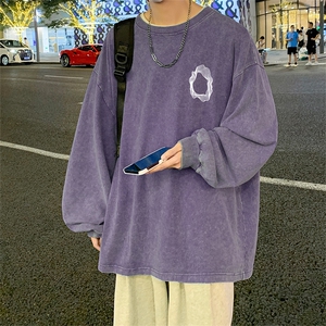 直播品质 重磅纯棉 美式蜡染水洗做旧潮牌宽松长袖t恤 CT318特P38图片