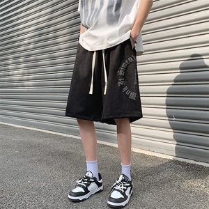 抖音品质夏麂皮绒字母发泡短裤休闲五分裤313A-1-NK113-P45控58图片