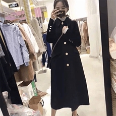 2022新款赫本风毛呢外套森系娃娃领复古秋冬大衣女过膝韩版，女装毛呢外套，红依娜
