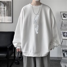 圆领卫衣男大码加厚加绒长袖t恤男S6147-P28加绒款-P33，男装卫衣，电商A040
