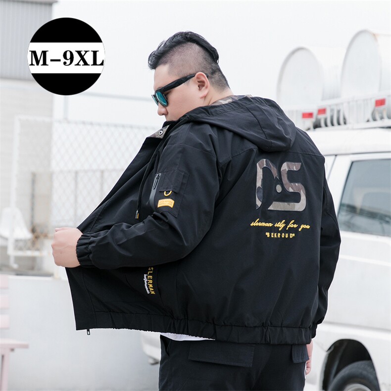 L-9XL男加肥加大码连帽夹克 2021春秋迷彩工装外套5032-1_8811P75图片
