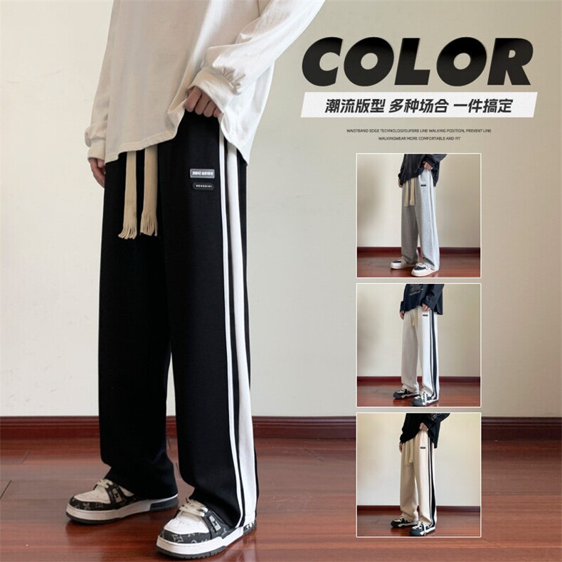 青少年休闲卫裤潮牌经典条纹运动直筒裤子XZ301b-2-332-Z特P32图片