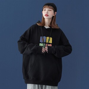 中性 秋季潮流卡通印花上衣宽松连帽卫衣 W227  P35控58加绒P45图片