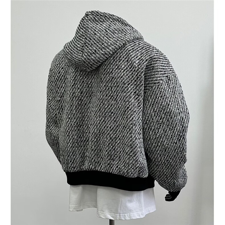 J500-P59秋季新款小香风情侣连帽卫衣男休闲宽松编织外套,女装短外套,电商B323A