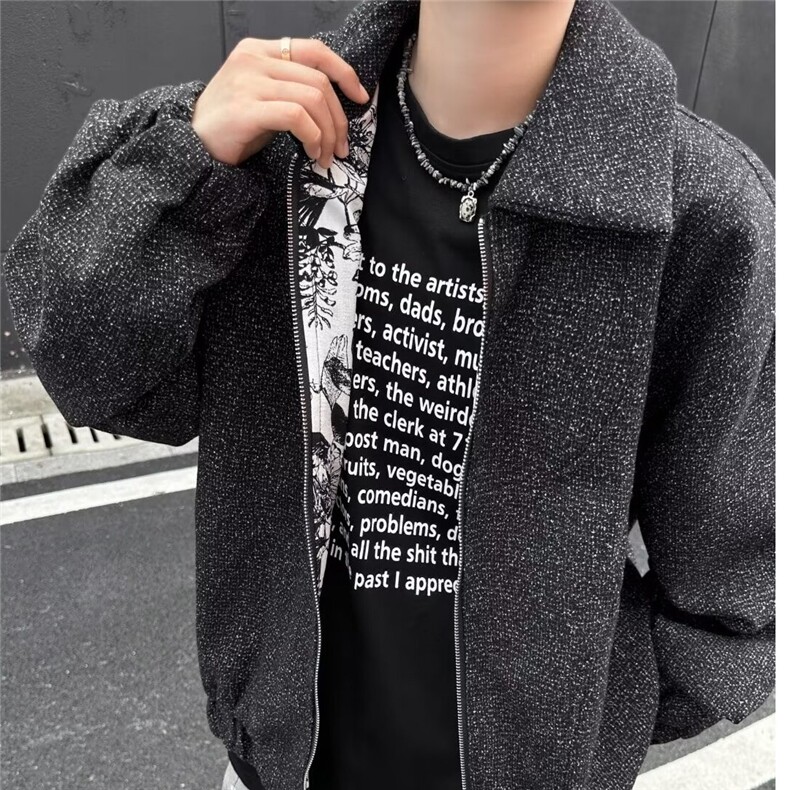 韩版重磅毛呢短款外套男春秋款肌理感夹克,男装夹克,星座716-4