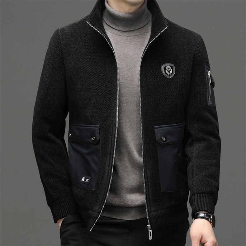 秋冬季立领加厚保暖外套男2023新款中年男士商务休闲夹克上衣服,男装夹克,电商B212（原钱塘6029）