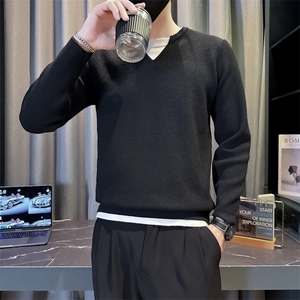 B216 MY5158  P60 2025秋冬装假两件设计男士毛衣针织衫 社会风图片
