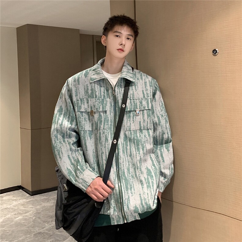 港风扎染牛仔工装大口袋夹克男80%聚酯纤维20%棉JK77078特P65控98,男装夹克,星座226-1