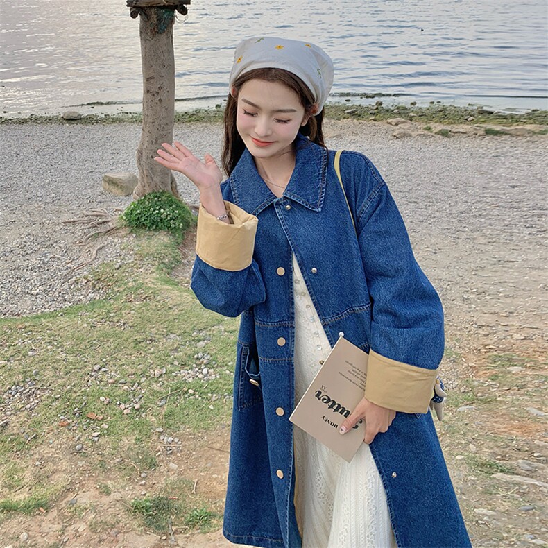 已现货！25春【新款】韩版休闲牛仔风衣809-P165-K228,女装风衣,2C305