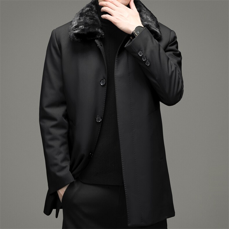 男士羽绒服冬季中年商务休闲水貂毛领外套男装新款加厚保暖上衣,男装羽绒服,电商B212（原钱塘6029）