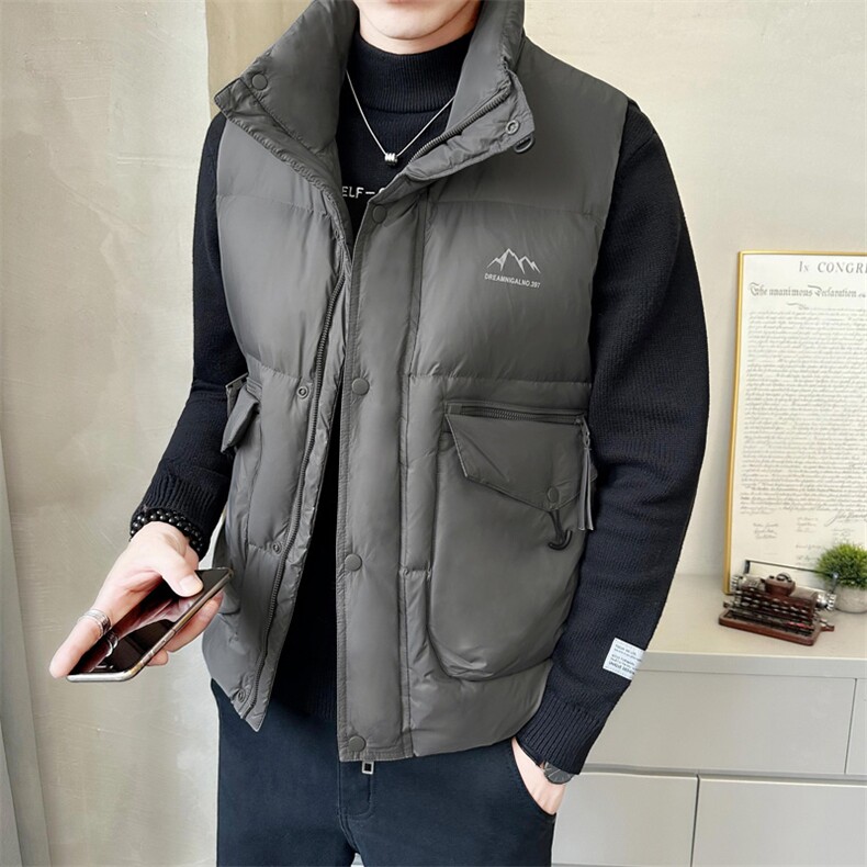 短款立领羽绒马夹男休闲日系面包服保暖外套马甲背心M6016-P130,男装背心/马甲,电商A239