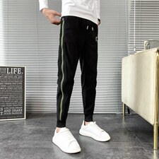 网红华夫格休闲裤男韩版潮流2025秋冬款拉链装饰修身小脚裤图片