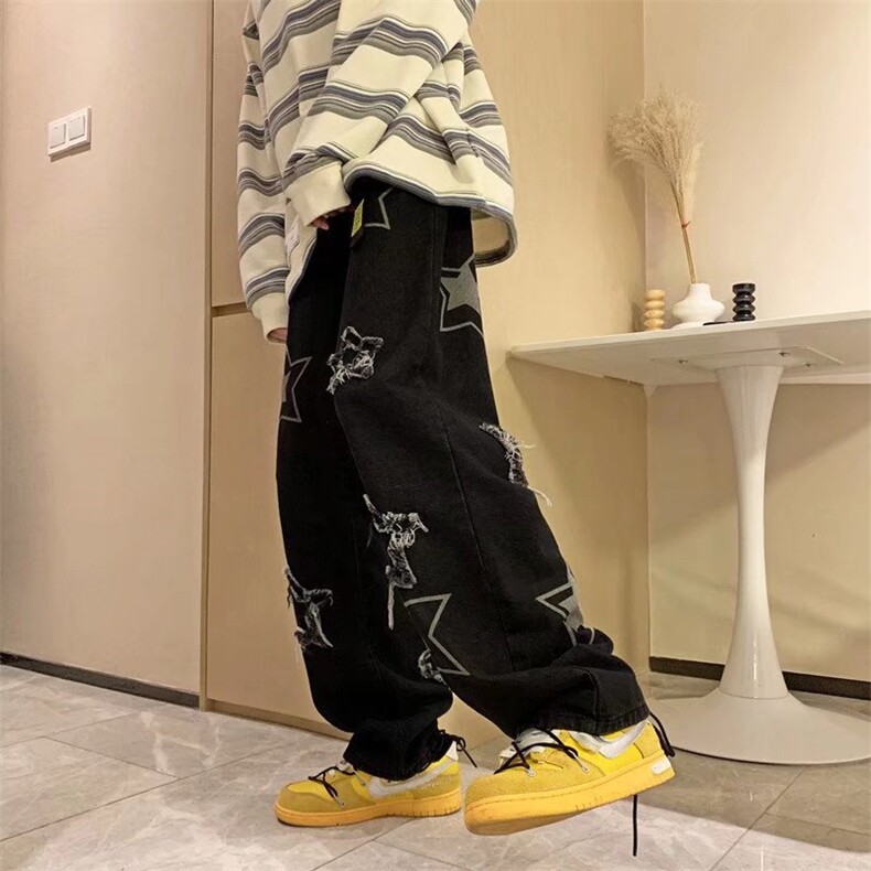 美式vibe风格裤子高街ins潮星星牛仔裤G3068P43,男装牛仔裤,星座1116-2