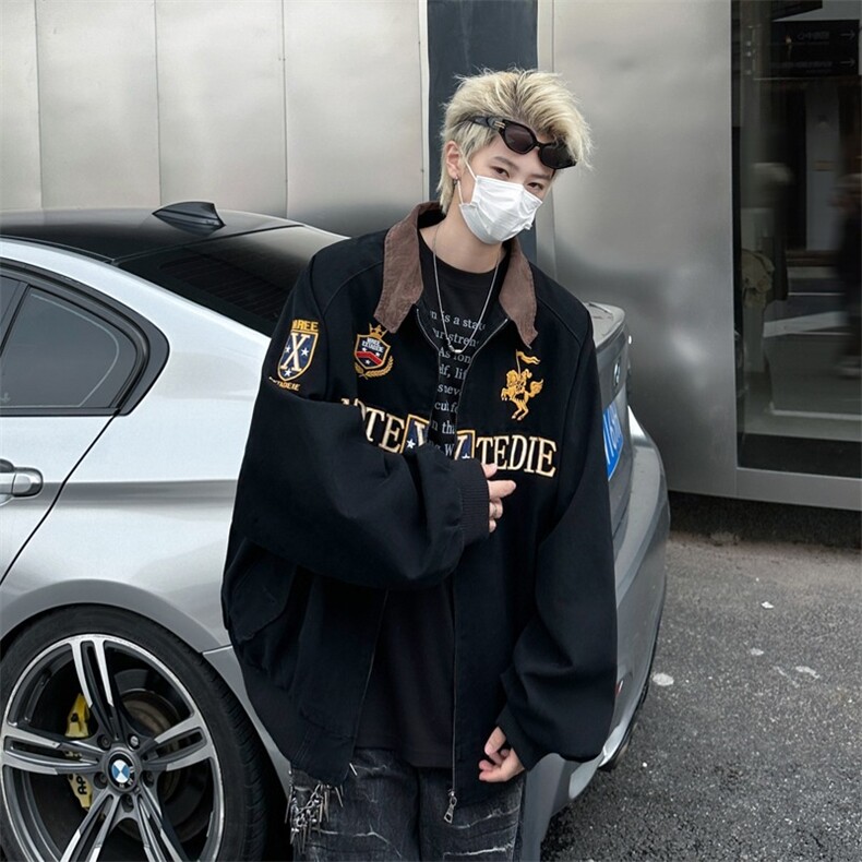 美式复古街头高级感哈灵顿夹克秋季刺绣外套潮牌男女Y182/P78,男装夹克,星座506