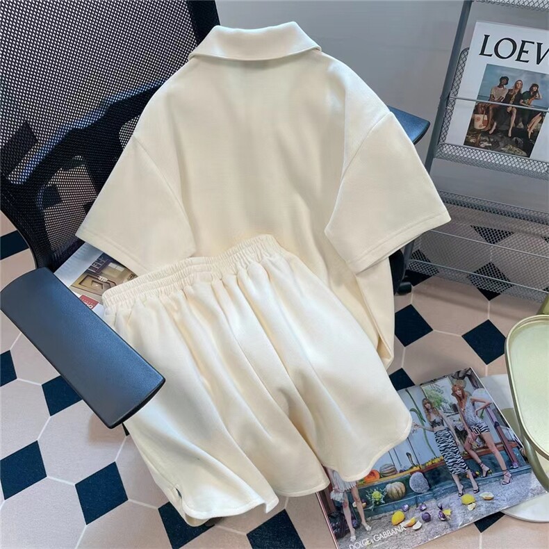 H513-p45学生少女Polo衫套装女夏季学院风短袖短裤两件套,女装套装/套裙,星座617A-2
