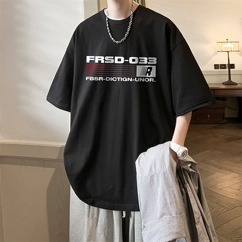 抖音得物二开现货供应220克夏装重磅美式高街宽松短袖t恤MT75,男装T恤,电商A486-1
