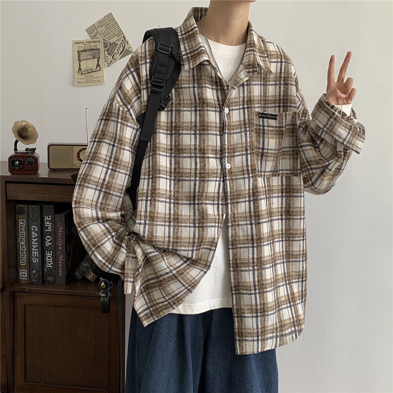 点击率8个点秋季衬衫男宽松长袖上衣D329-QM614-P50控68，男装衬衫，电商D329