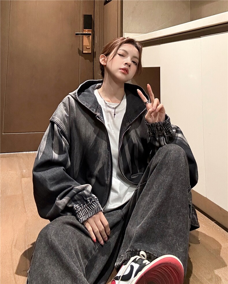 XZ809A/ZRNZ01/P115/控138美式牛仔水洗假俩件宽松休闲连帽上衣,男装夹克,星座809A(原222-1)