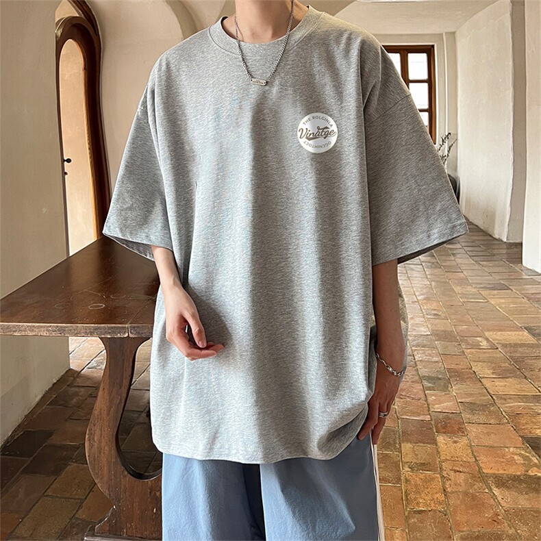 抖音得物二开现货220克夏装重磅美式高街宽松短袖t恤MT279,男装T恤,电商A486-1