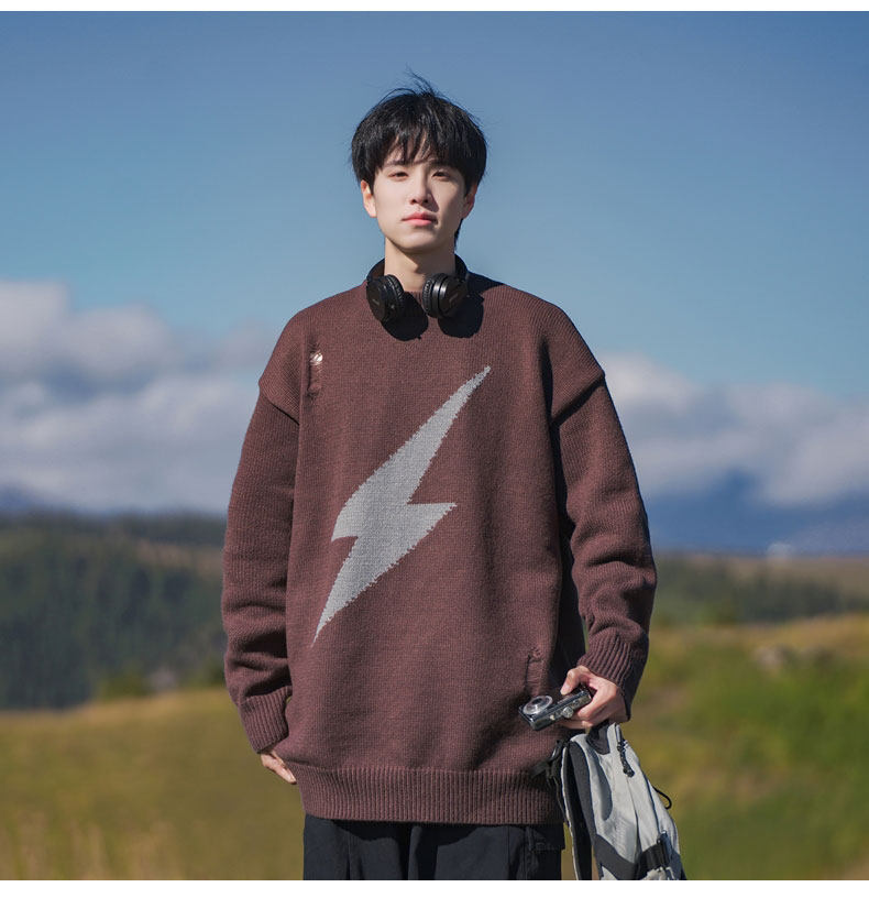 B299-M840闪电针织慵懒日系港风毛衣P58X88（大货已入仓），男装针织衫/毛衣，电商B299-1