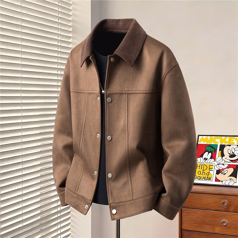 抖音2026新款春季麂皮绒夹克男士外套A313-8917-P145188，男装夹克，电商A313
