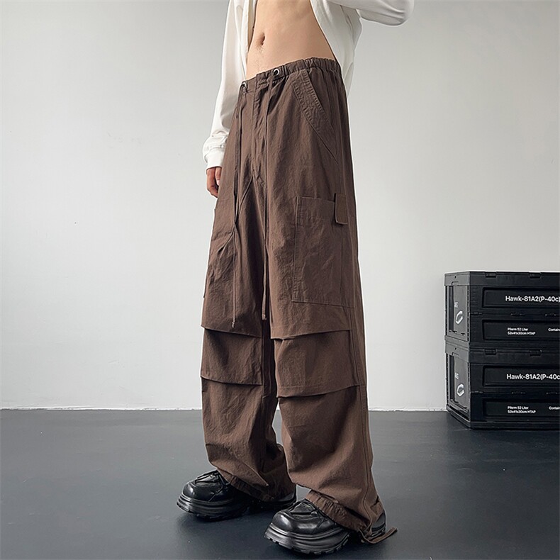 美式复古褶皱纯色多口袋工装裤8男女宽松伞兵裤XZ211-1-K2341-P65,男装工装外套,星座211-1