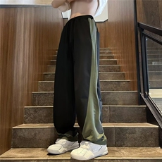 撞色运动裤直筒2023新款小个子窄版香蕉裤美式阔腿裤P35，男装休闲裤，星座1116-2