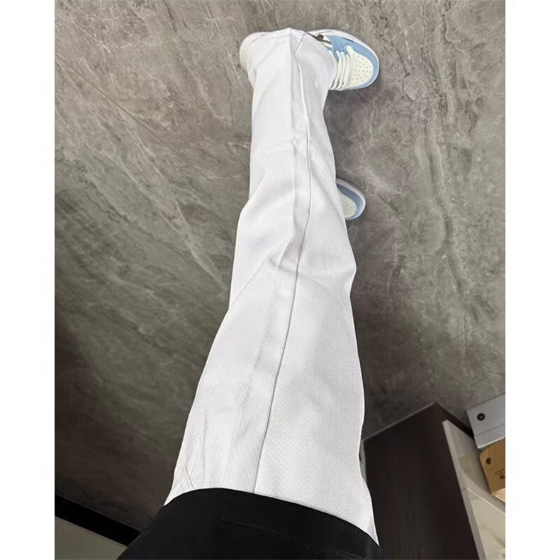 美式白色牛仔裤男新款印花小众宽松显瘦垂感拖地裤子女L20344-P41,男装牛仔裤,星座1008