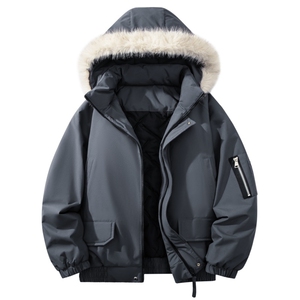 自家图有视频 复古加绒毛领外套棉衣新款连帽派克棉服M2572p95，男装棉衣，电商D315