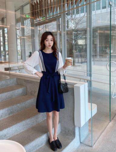 【现货】早春新款韩版学院风拼接连衣裙，女装连衣裙，E莎