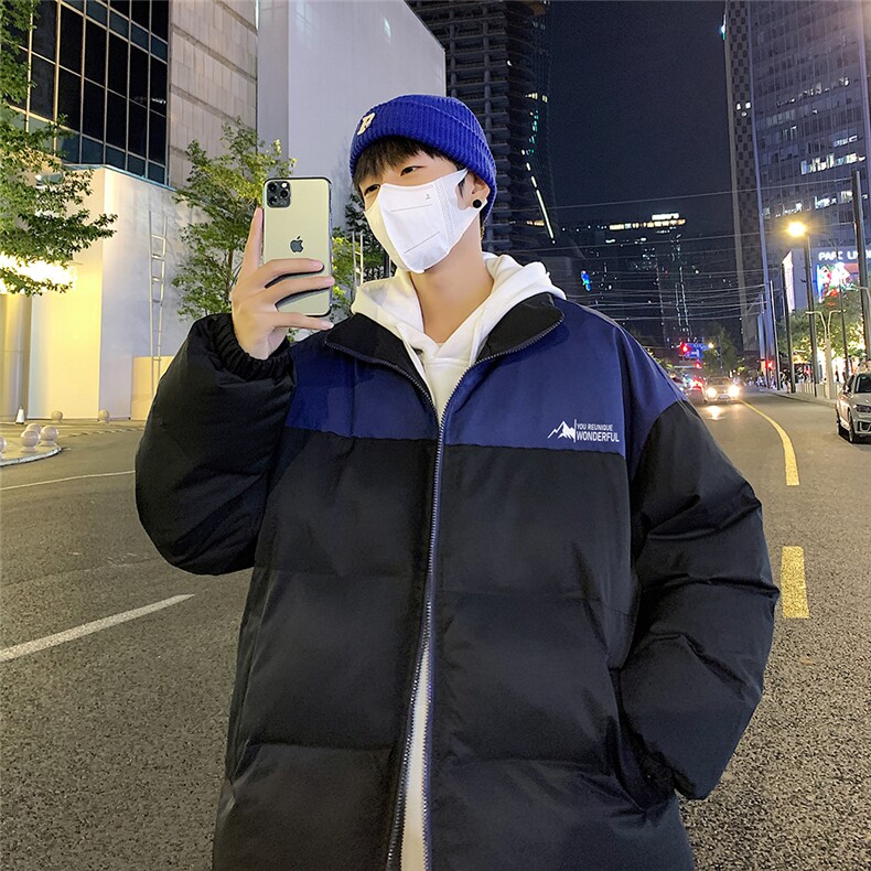 港风夜景冬款时尚字母印花拼色休闲棉服A247-MY82541特批85控138,男装棉衣,电商A247