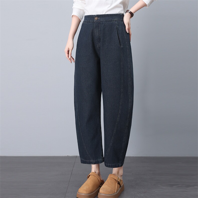 牛仔裤女春秋2025新款欧货爆款小个子显瘦宽松阔腿裤中年妈妈裤子，女装牛仔裤，悦见她