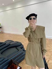 时尚百搭收腰披肩长款连衣裙21Q-029，女装连衣裙，红衣情缘