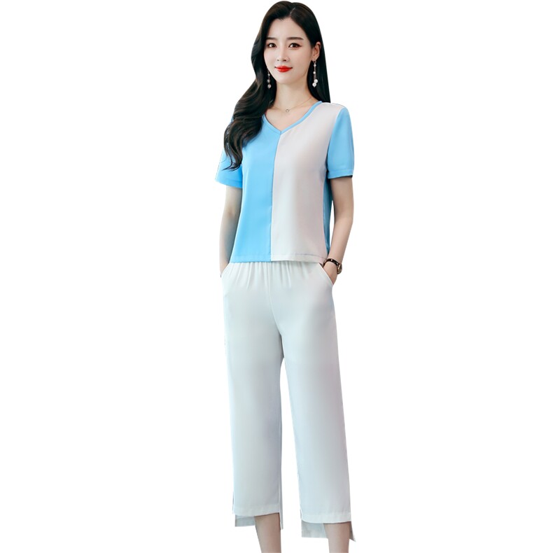 套裤.套装/套裙时尚大码潮流舒适短袖2021年夏季休闲个性优雅,女装套装/套裙,尚洛菲