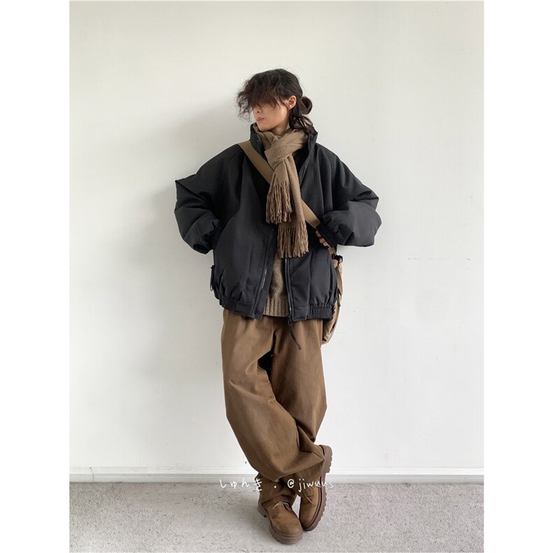 慵懒日系美式复古加绒加厚立领工装棉服男女冬季潮牌情侣保暖棉衣,男装棉衣,星座1013-1